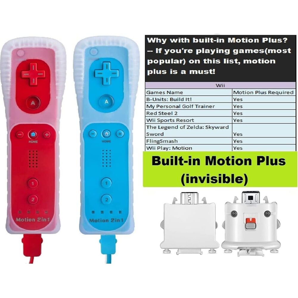 Motion Plus Wii Controllers 2Pack Nunchucks, Wii Remote Controllers Wii, Wii U - Picture 2 of 6